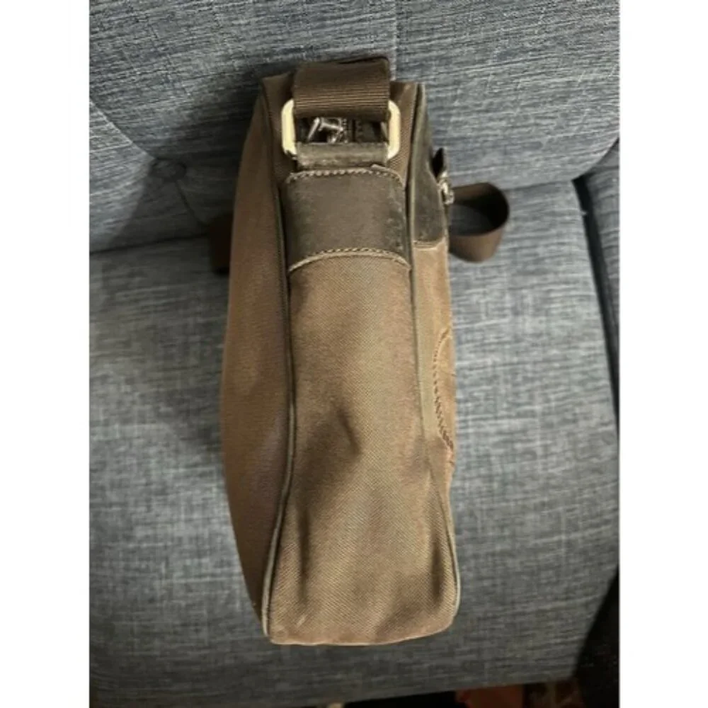 Prada Canapa Messenger Bag Jacquard Brown‎ Canvas Leather With Logo Vintage